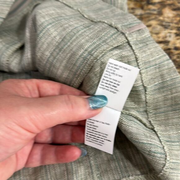 Spanner Linen Green Long Sleeve Striped Zip Up Jacket Size 14 - Picture 8 of 12